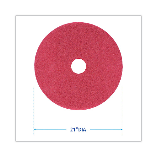 Boardwalk Buffing Floor Pads, 21" Diameter, Red, 5/Carton (BWK4021RED)