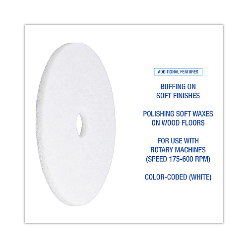 Boardwalk&reg; Standard Floor Pads, 20" dia, White, 5/Carton (BWK4020WHI)