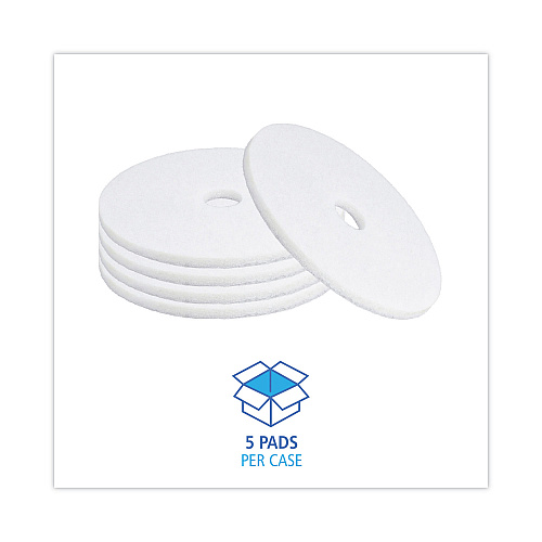 Boardwalk&reg; Standard Floor Pads, 20" dia, White, 5/Carton (BWK4020WHI)