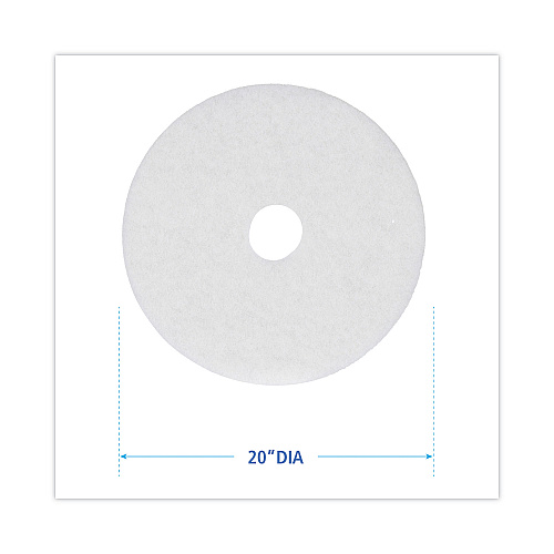 Boardwalk&reg; Standard Floor Pads, 20" dia, White, 5/Carton (BWK4020WHI)