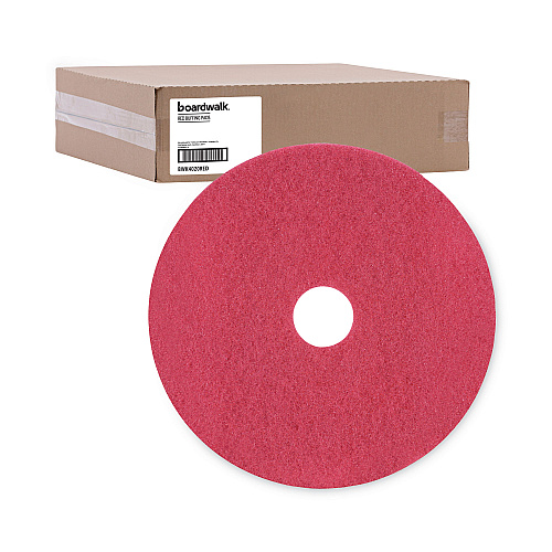 Boardwalk&reg; Standard 20" Floor Pads, Red, 5/Carton (BWK4020RED)