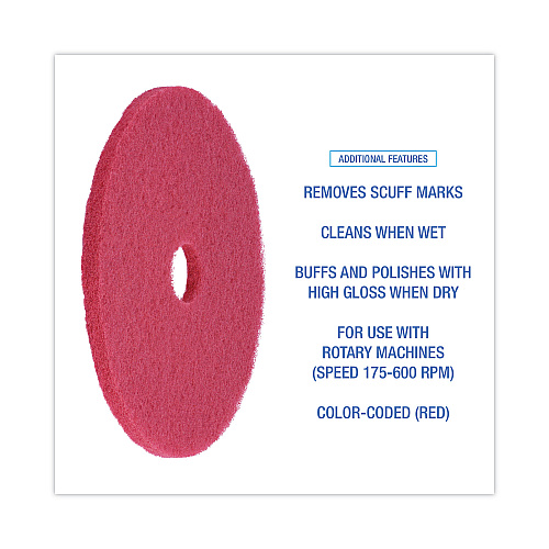 Boardwalk&reg; Standard 20" Floor Pads, Red, 5/Carton (BWK4020RED)