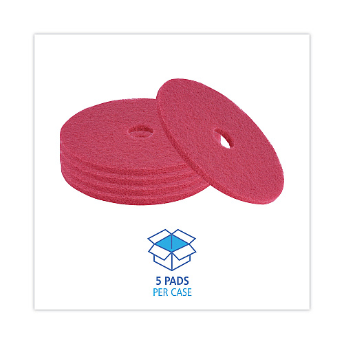 Boardwalk&reg; Standard 20" Floor Pads, Red, 5/Carton (BWK4020RED)