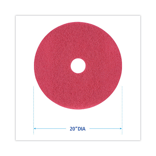 Boardwalk&reg; Standard 20" Floor Pads, Red, 5/Carton (BWK4020RED)