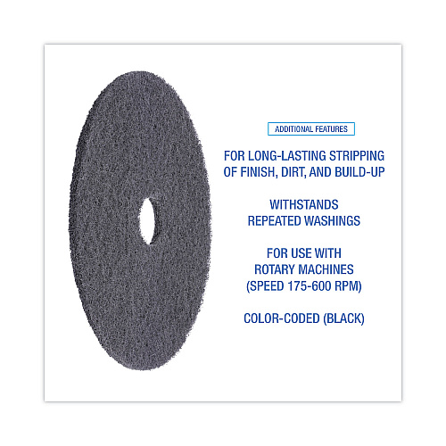 Boardwalk&reg; 20" Standard Floor Pads, High-Performance, Black, 5 Pads (BWK4020HIP)