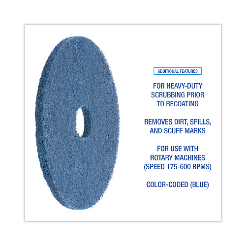 Boardwalk&reg; Blue 20" Standard Floor Scrubbing Pads, 5 Pads (BWK4020BLU)