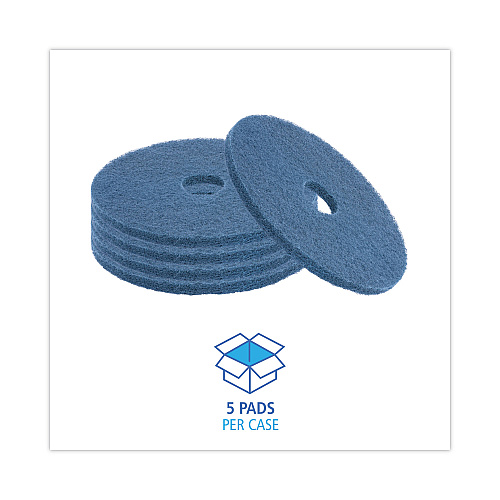Boardwalk&reg; Blue 20" Standard Floor Scrubbing Pads, 5 Pads (BWK4020BLU)