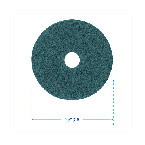 Boardwalk Heavy-Duty Scrubbing Floor Pads, 19" Diameter, Green, 5/Carton (BWK4019GRE)