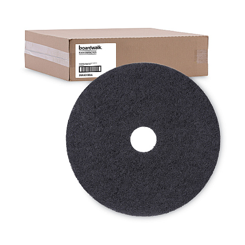 Boardwalk&reg; Standard Floor Pads, 19" dia, Black, 5/Carton (BWK4019BLA)
