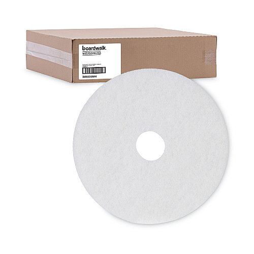 Boardwalk&reg; White 18" Floor Polishing Pads, 5 Pads (BWK4018WHI)