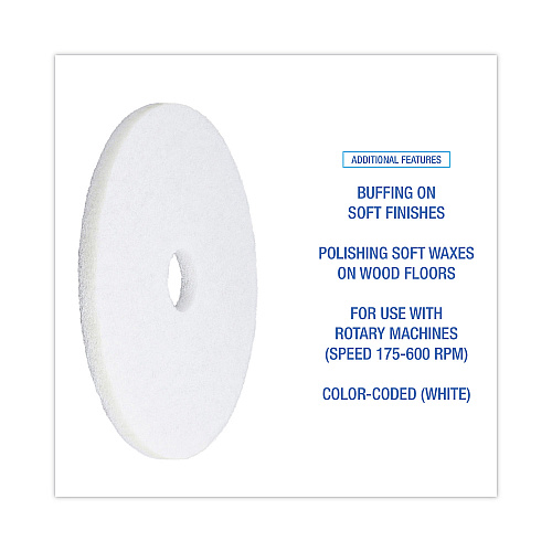 Boardwalk&reg; White 18" Floor Polishing Pads, 5 Pads (BWK4018WHI)