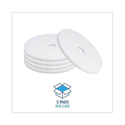 Boardwalk&reg; White 18" Floor Polishing Pads, 5 Pads (BWK4018WHI)