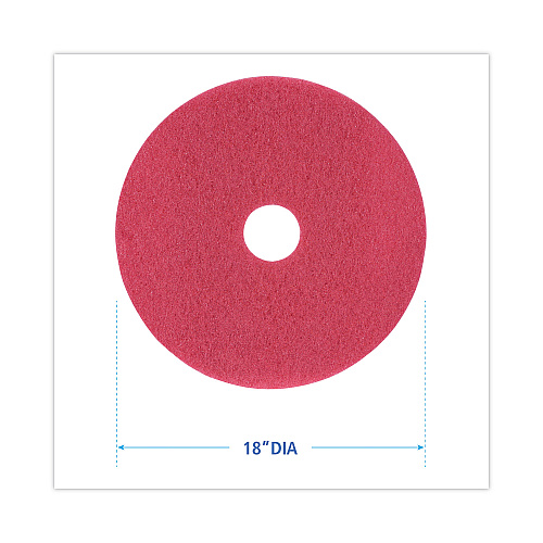 Boardwalk Buffing Floor Pads, 18" Diameter, Red, 5/Carton (BWK4018RED)