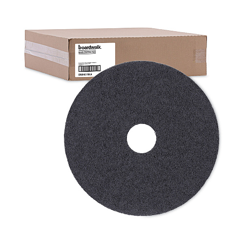 Boardwalk&reg; Standard Black Floor Pads, 17" dia, Black, 5/Carton (BWK4017BLA)