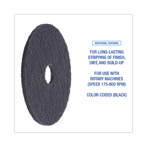 Boardwalk&reg; Standard Black Floor Pads, 17" dia, Black, 5/Carton (BWK4017BLA)