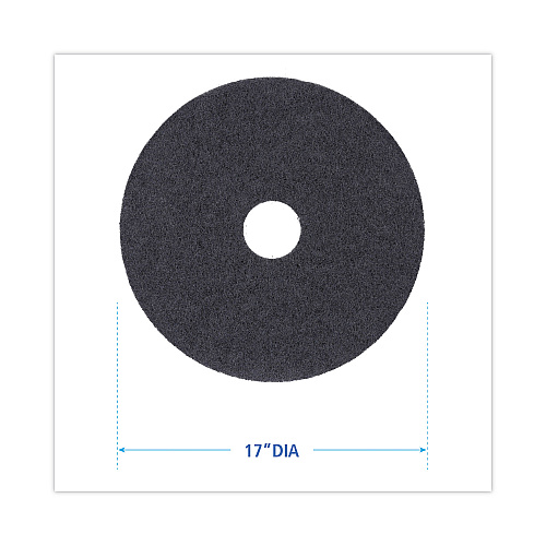 Boardwalk&reg; Standard Black Floor Pads, 17" dia, Black, 5/Carton (BWK4017BLA)