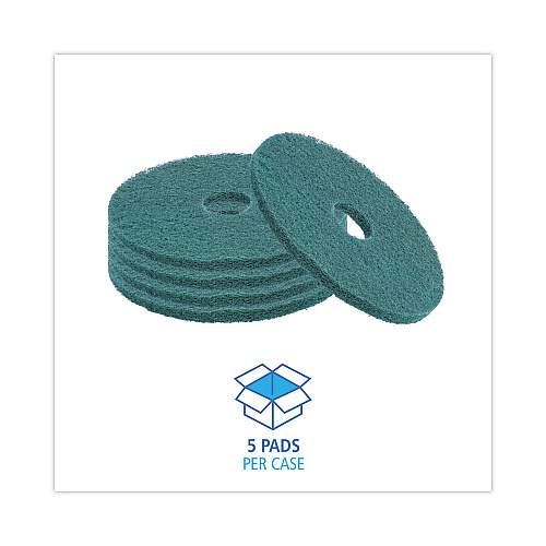 Boardwalk&reg; Green 16" Floor Scrubbing Pads, 5 Pads (BWK4016GRE)