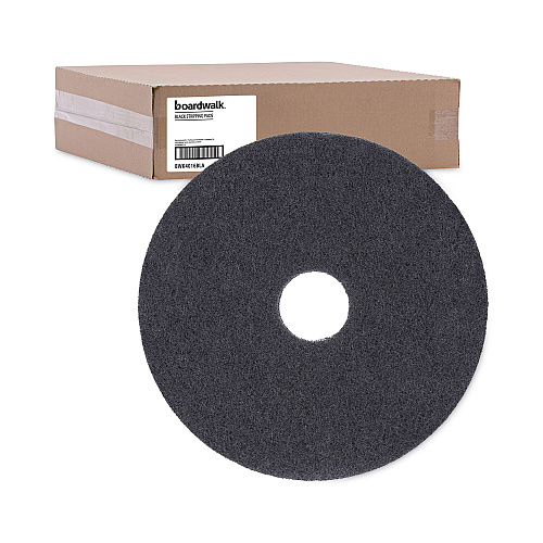 Boardwalk Stripping Floor Pads, 16" Diameter, Black, 5/Carton (BWK4016BLA)
