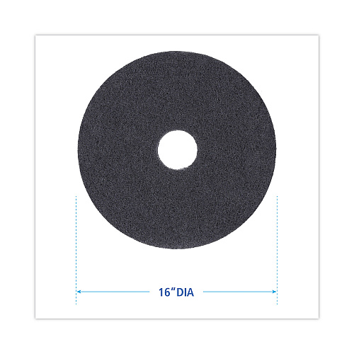 Boardwalk Stripping Floor Pads, 16" Diameter, Black, 5/Carton (BWK4016BLA)