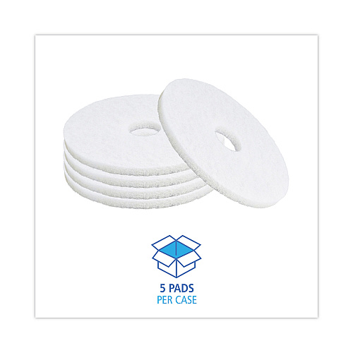 Boardwalk&reg; White 15" Floor Polishing Pads, 5 Pads (BWK4015WHI)