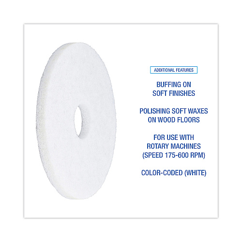 Boardwalk&reg; White 14" Floor Polishing Pads, 5 Pads (BWK4014WHI)
