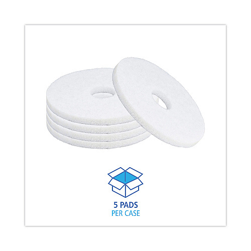 Boardwalk&reg; White 14" Floor Polishing Pads, 5 Pads (BWK4014WHI)