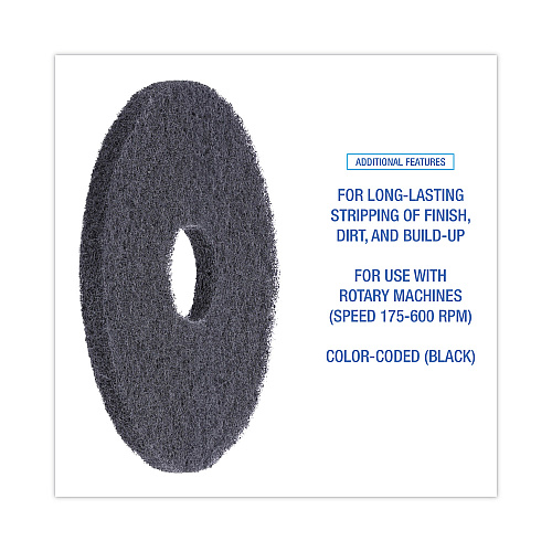 Boardwalk&reg; Standard 13-Inch Diameter Stripping Floor Pads, Black (BWK4013BLA)