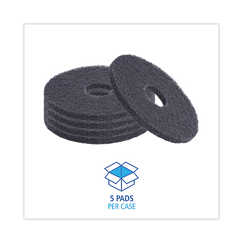 Boardwalk&reg; Standard 13-Inch Diameter Stripping Floor Pads, Black (BWK4013BLA)