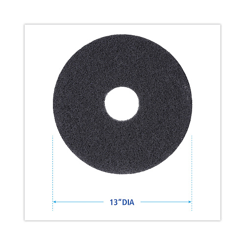 Boardwalk&reg; Standard 13-Inch Diameter Stripping Floor Pads, Black (BWK4013BLA)