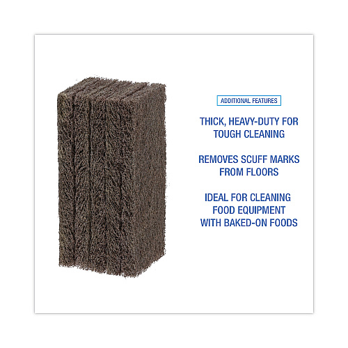 Boardwalk&reg; Heavy-Duty Brown Scouring Pads, 4 x 10, 20/Carton (BWK403)
