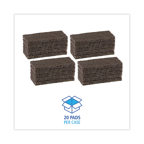 Boardwalk&reg; Heavy-Duty Brown Scouring Pads, 4 x 10, 20/Carton (BWK403)