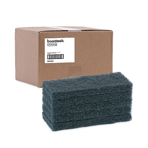 Boardwalk Medium-Duty Scour Pad, 10 x 4.63, Blue, 20/Carton (BWK402)