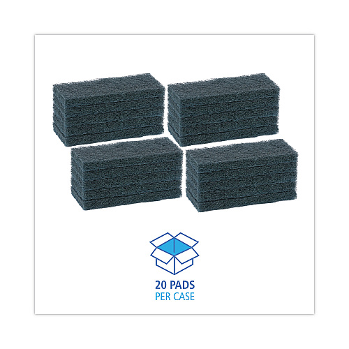 Boardwalk Medium-Duty Scour Pad, 10 x 4.63, Blue, 20/Carton (BWK402)