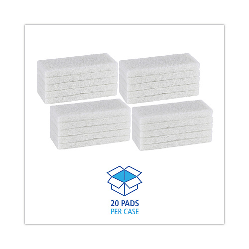 Boardwalk&reg; Light Duty Scrub/Scouring Pads, White, 20 Pads (BWK401)