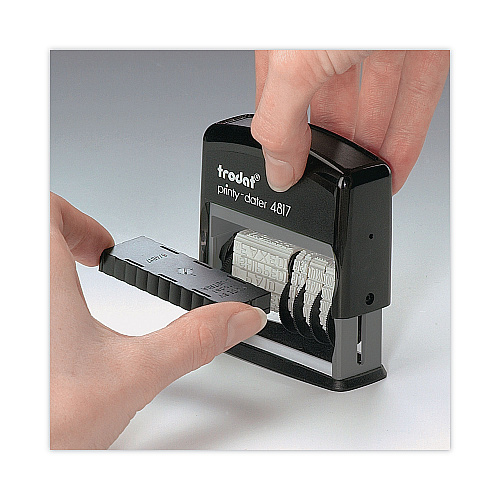 Trodat Printy Economy 12-Message Date Stamp, Self-Inking, 2" x 0.38", Black (E4817)