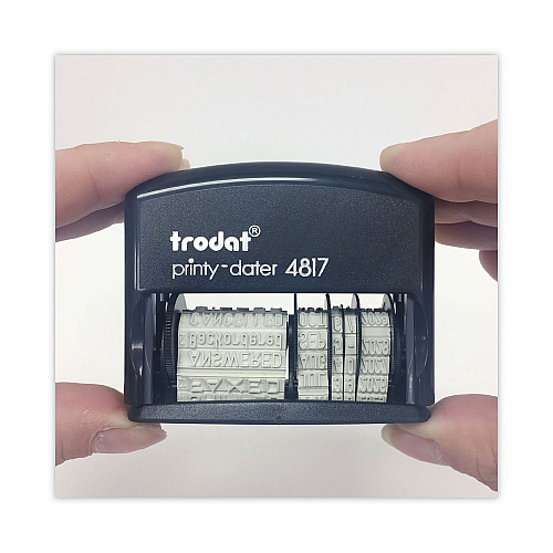 Trodat Printy Economy 12-Message Date Stamp, Self-Inking, 2" x 0.38", Black (E4817)