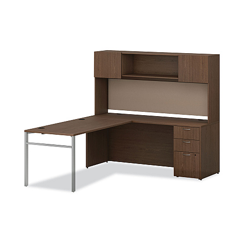HON Mod Desk Hutch, 3 Compartments, 72w x 14d x 39.75h, Sepia Walnut (LDH72LE1)