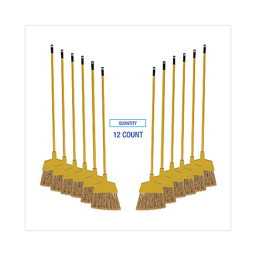 Boardwalk&reg; Poly Bristle Angler Broom, 49" Handle, Black, 12/Carton (BWK932M)