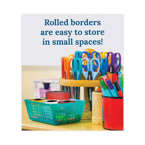 Carson-Dellosa Rolled Borders, Scalloped Border, Back to School, 2.25" x 65 ft, Red (108465)