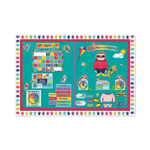 Carson-Dellosa Curriculum Bulletin Board Sets, 54-Piece Set, Dress Me for the Weather, 23.5" x 7.5", Multicolor (110487)