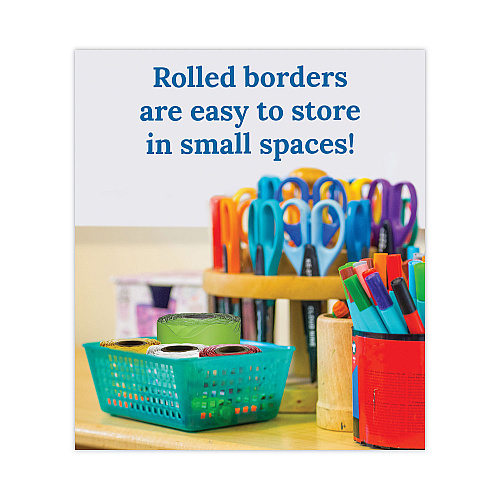 Carson-Dellosa Rolled Borders, Scalloped Border, Back to School, 2.25" x 65 ft, Lime (108468)