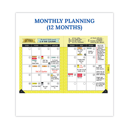 Carson-Dellosa Teacher Planner, Weekly/Monthly, Two-Page Spread (Seven Classes), 11 x 8.5, Multicolor Cover, 2022-2023 (105001)