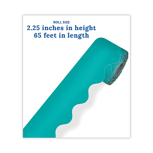 Carson-Dellosa Rolled Borders, Scalloped Border, Back to School, 2.25" x 65 ft, Teal (108471)