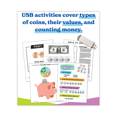Carson-Dellosa In a Flash USB, US Money, Ages 6-8, 229 Pages (109579)