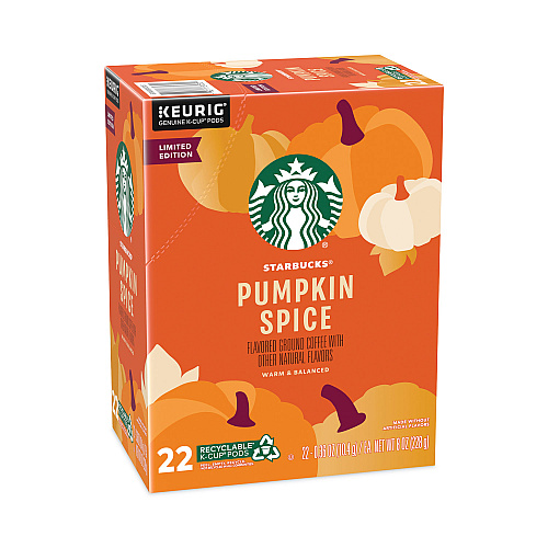 Starbucks Pumpkin Spice Coffee, K-Cups, 22/Box, 4 Boxes/Carton (12412028CT)