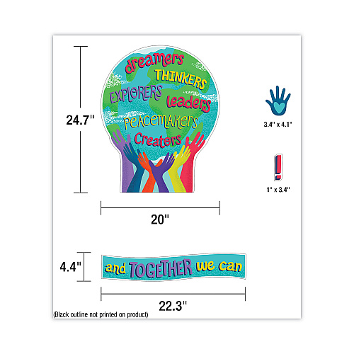 Carson-Dellosa Motivational Bulletin Board Sets, 47-Piece Set, One World, 24.7" x 20", Multicolor (110488)