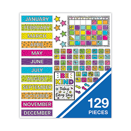 Carson-Dellosa Calendar Bulletin Board Sets, 129-Piece Set, Kind Vibes, 23" x 17", Multicolor (110522)