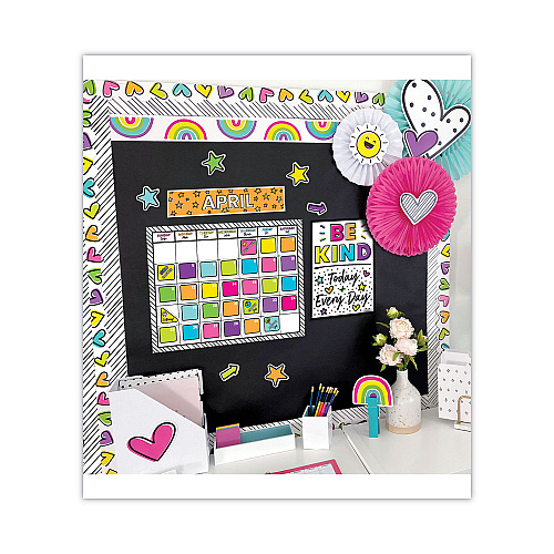 Carson-Dellosa Calendar Bulletin Board Sets, 129-Piece Set, Kind Vibes, 23" x 17", Multicolor (110522)