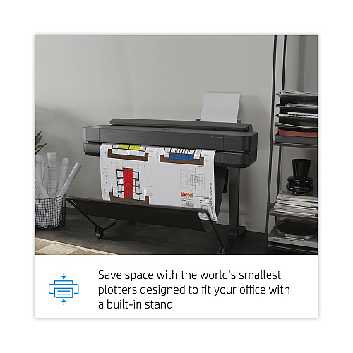 HP DesignJet T650 36" Large-Format Wireless Plotter Printer with Extended Warranty (5HB10H)