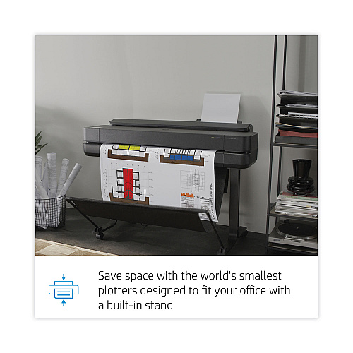 HP DesignJet T650 24" Large-Format Wireless Plotter Printer with Extended Warranty (5HB08H)